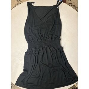 Becca by Rebecca Virtue Black Smocked Waist Swim Cover Up Dress Medium 3762071